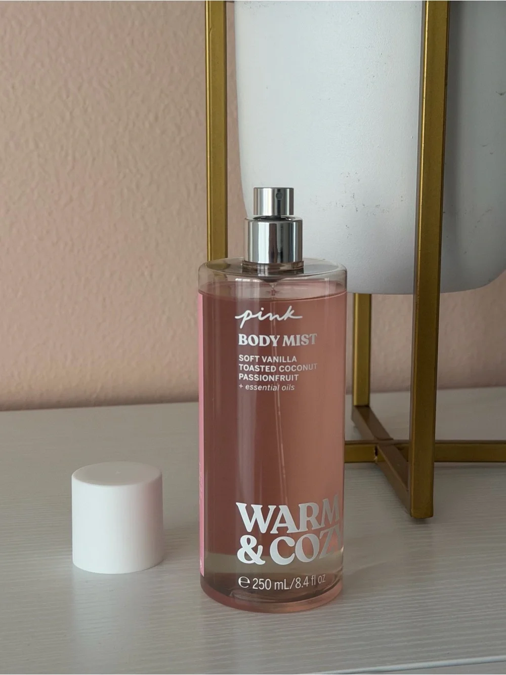 PINK Warm & Cozy Body Mist Scented Spray 8.4 oz – Soft Vanilla & Toasted Coconut